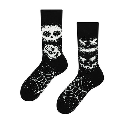 Chaussettes courtes créatives à motif tête de mort dépareillées (4 paires) - image 4