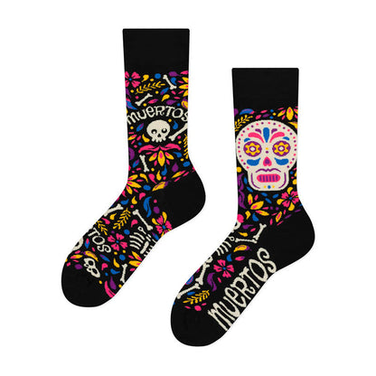 Chaussettes courtes créatives à motif tête de mort dépareillées (4 paires) - image 2