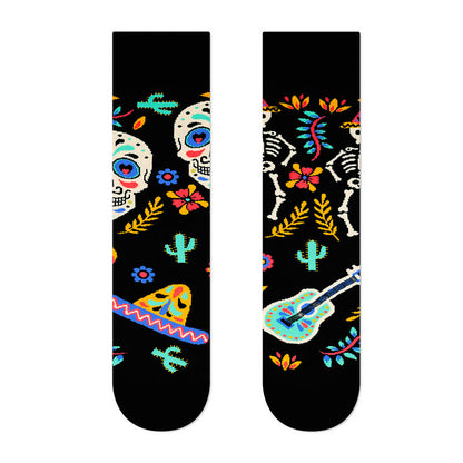 Chaussettes courtes créatives à motif tête de mort dépareillées (4 paires) - image 7