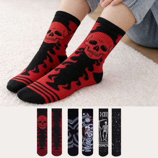Chaussettes à motifs de crânes et de squelettes (3 paires) - Multicolore - EU36-42(US3-8.5) - image 0