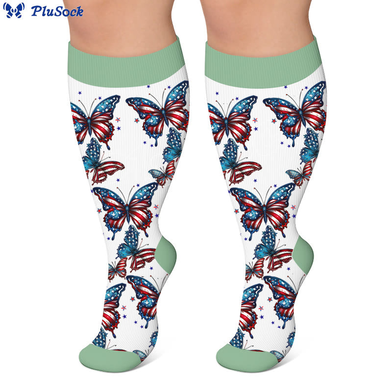 Chaussettes de compression grandes tailles à motif papillon - image 3