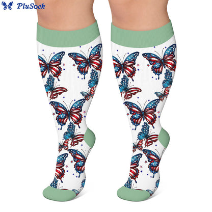Chaussettes de compression grandes tailles à motif papillon - image 3