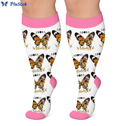Chaussettes de compression grandes tailles à motif papillon - image 4