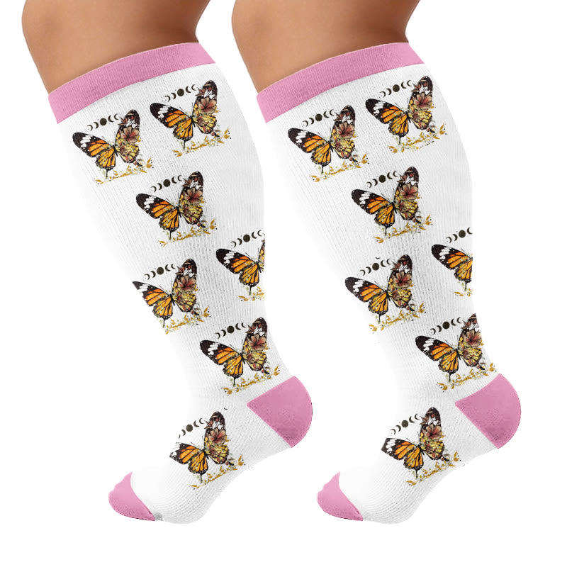 Chaussettes de compression grandes tailles à motif papillon - Rose - 4XL - image 7