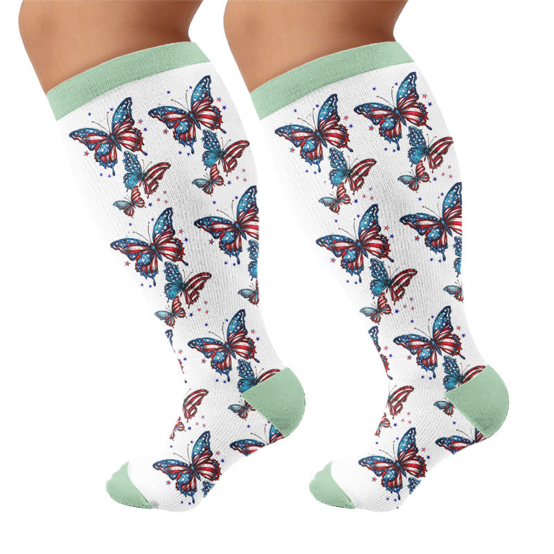 Chaussettes de compression grandes tailles à motif papillon - Vert - 4XL - image 6