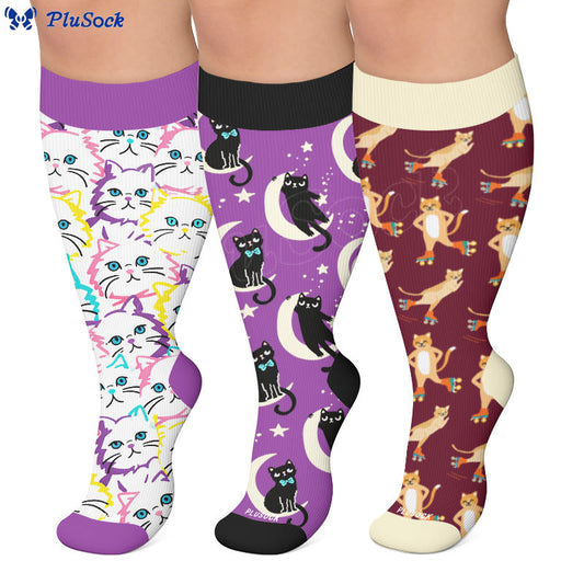 Chaussettes de compression Moon Star Cat grandes tailles - image 0