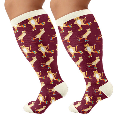 Chaussettes de compression Moon Star Cat grandes tailles - Vin (1 paire) - 4XL - image 10