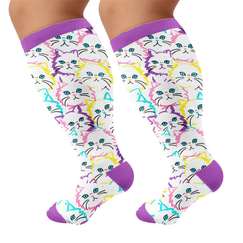 Chaussettes de compression Moon Star Cat grandes tailles - Blanc (1 paire) - 4XL - image 9