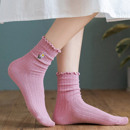 Chaussettes de nuit brodées à motif marguerite (8 paires) - image 3