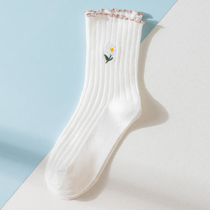 Chaussettes de nuit brodées à motif marguerite (8 paires) - Blanc - UE 36- 40(US 3-7) - image 12