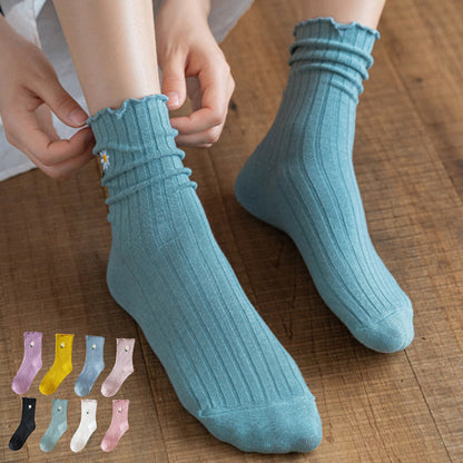 Chaussettes de nuit brodées à motif marguerite (8 paires) - Multicolore - UE 36- 40(US 3-7) - image 0