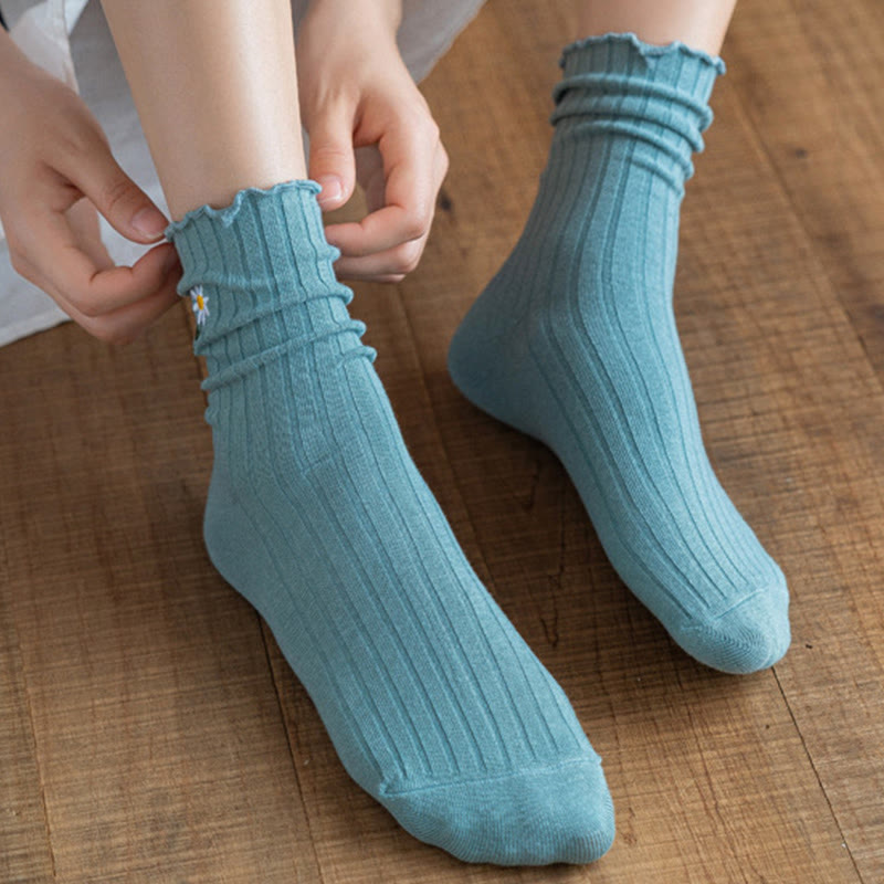 Chaussettes de nuit brodées à motif marguerite (8 paires) - image 4