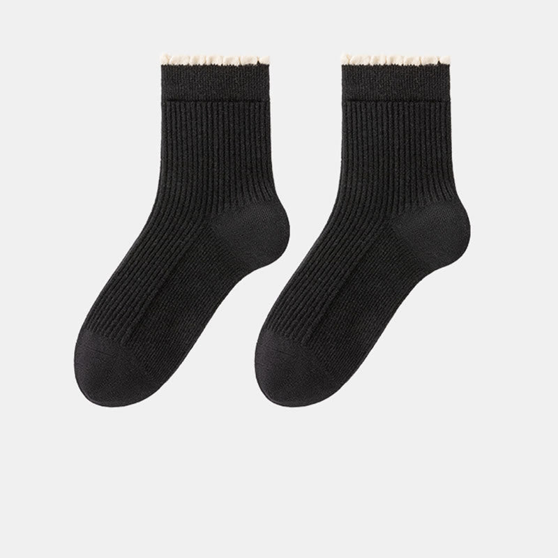 Chaussettes de nuit épaisses en soie de mûrier (3 paires) - Noir - UE 36- 40(US 3-7) - image 14