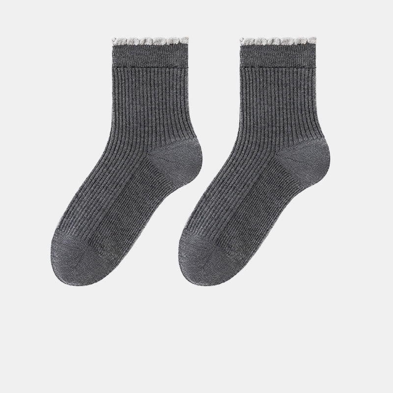 Chaussettes de nuit épaisses en soie de mûrier (3 paires) - Gris - UE 36- 40(US 3-7) - image 17