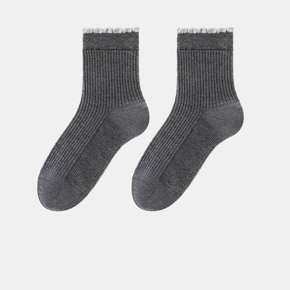 Chaussettes de nuit épaisses en soie de mûrier (3 paires) - Gris - UE 36- 40(US 3-7) - image 17