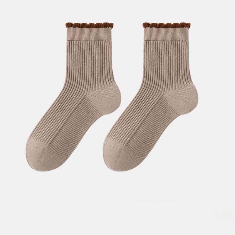 Chaussettes de nuit épaisses en soie de mûrier (3 paires) - Kaki - UE 36- 40(US 3-7) - image 16