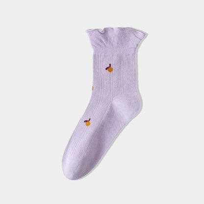 Chaussettes de nuit en pur coton de printemps (6 paires) - Violet - UE 36- 40(US 3-7) - image 9