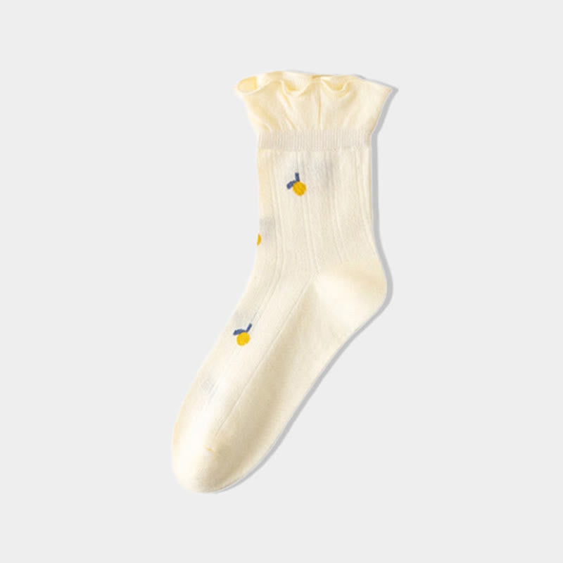 Chaussettes de nuit en pur coton de printemps (6 paires) - Jaune - UE 36- 40(US 3-7) - image 8
