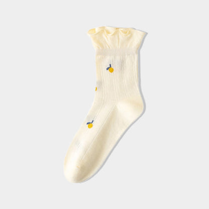 Chaussettes de nuit en pur coton de printemps (6 paires) - Jaune - UE 36- 40(US 3-7) - image 8