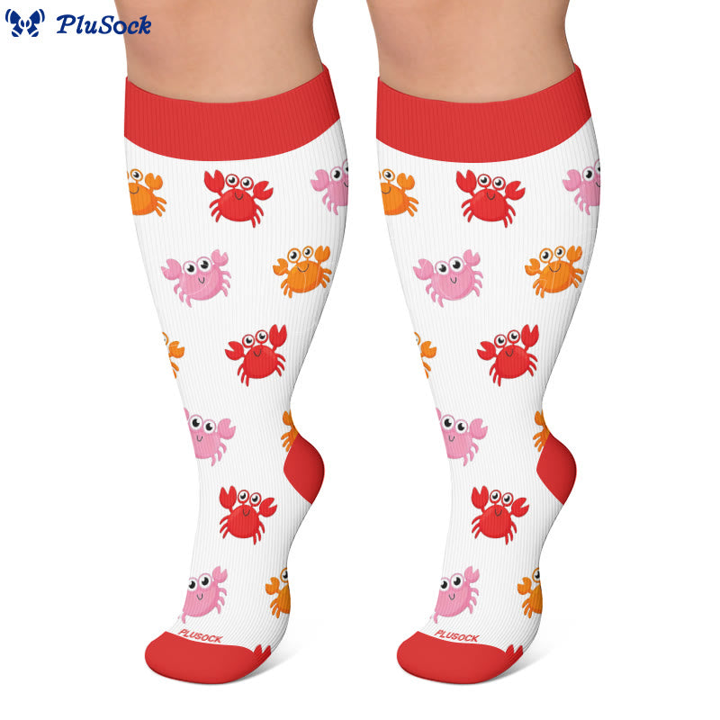 Chaussettes de compression grandes tailles à motifs crabe, baleine et étoile de mer - image 3
