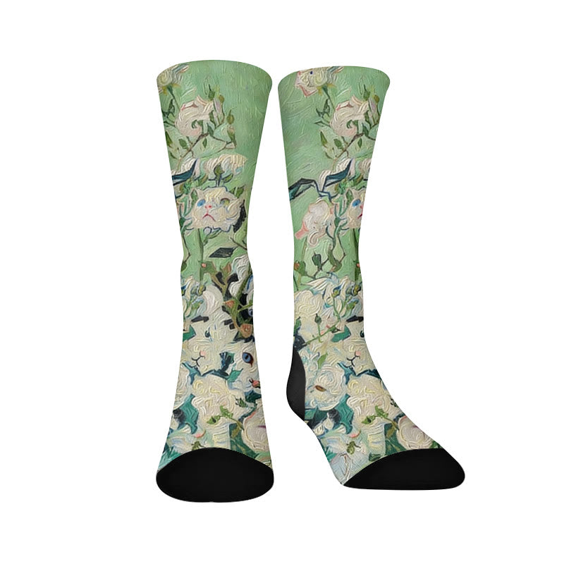 Chaussettes à fleurs pour chats - Vert - EU37-44(US4-10) - image 1