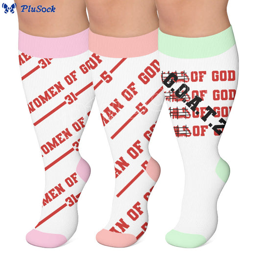Chaussettes de compression grandes tailles à imprimé lettres amusantes - image 0