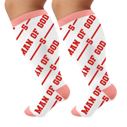 Chaussettes de compression grandes tailles à imprimé lettres amusantes - Cinq (1 paire) - 4XL - image 6