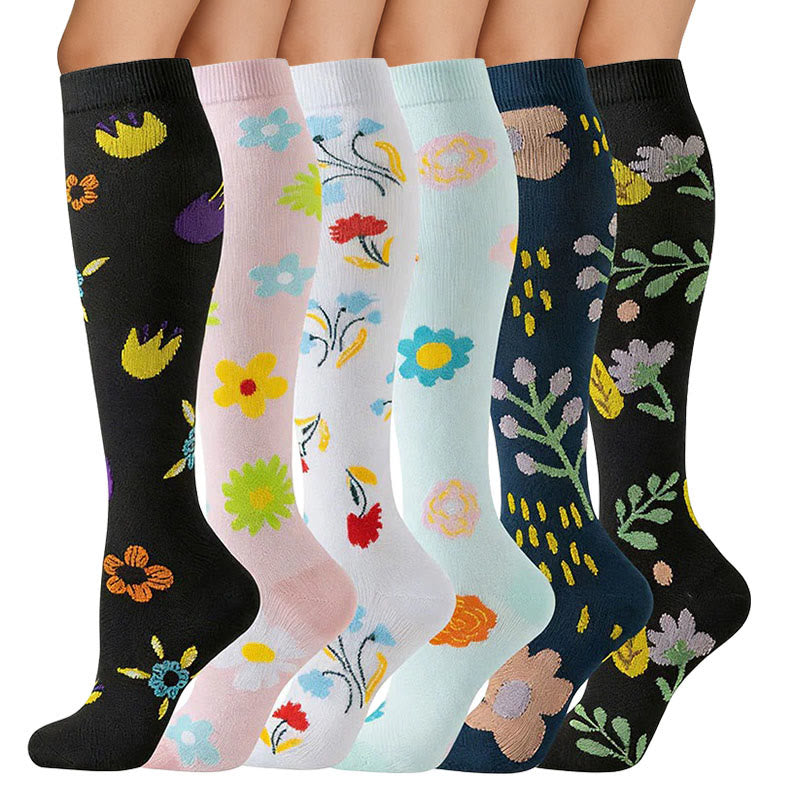 Chaussettes de compression à motif floral pour tous les jours (6 paires) - image 7