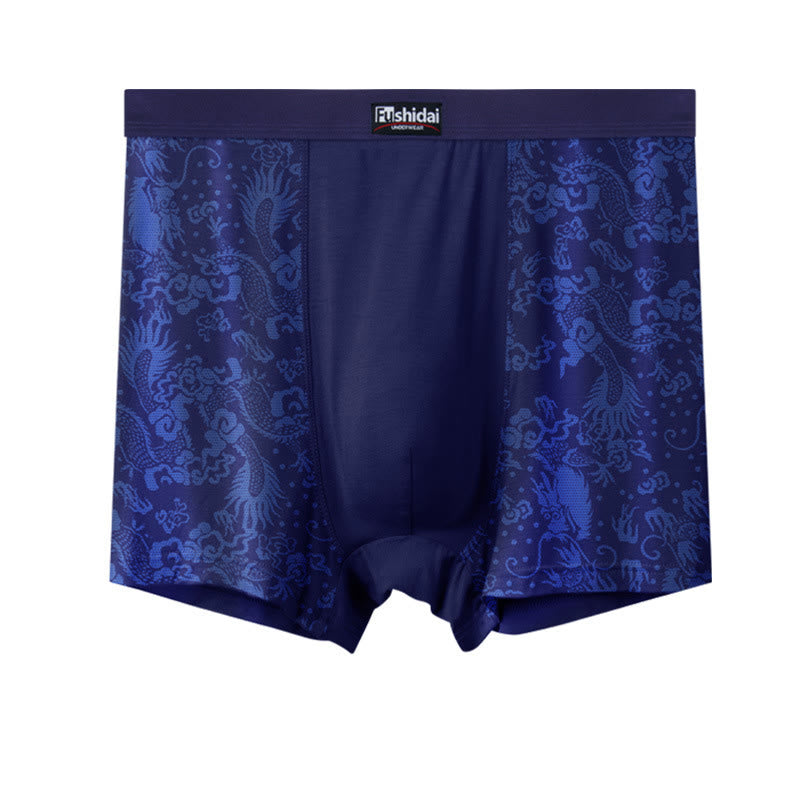Boxers mi-longs en jacquard Dragon - Bleu marine - 10XL - image 1