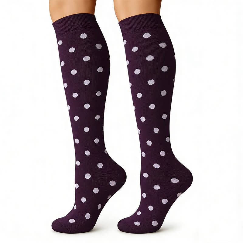 Chaussettes de compression à pois violets (6 paires) - image 3