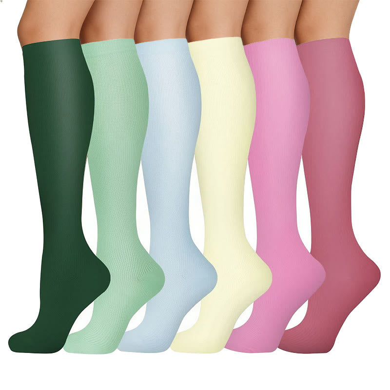 Chaussettes de compression de couleur unie et lumineuse (6 paires) - image 1