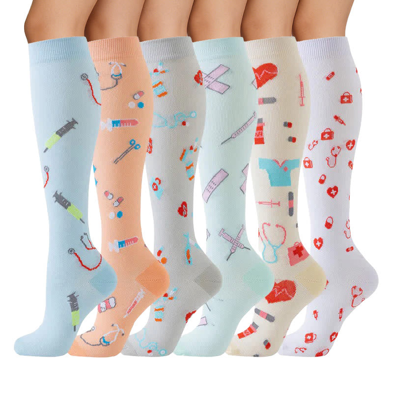Chaussettes de compression anti-transpiration à imprimé médical (6 paires) - image 1