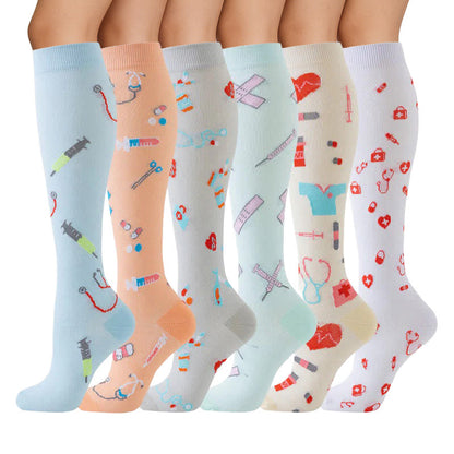 Chaussettes de compression anti-transpiration à imprimé médical (6 paires) - image 1