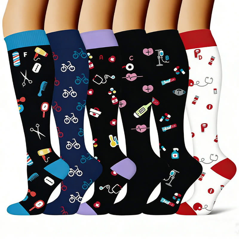 Chaussettes de compression anti-transpiration à imprimé médical (6 paires) - image 1