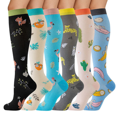 Chaussettes de compression à imprimé animal et plante (6 paires) - image 1