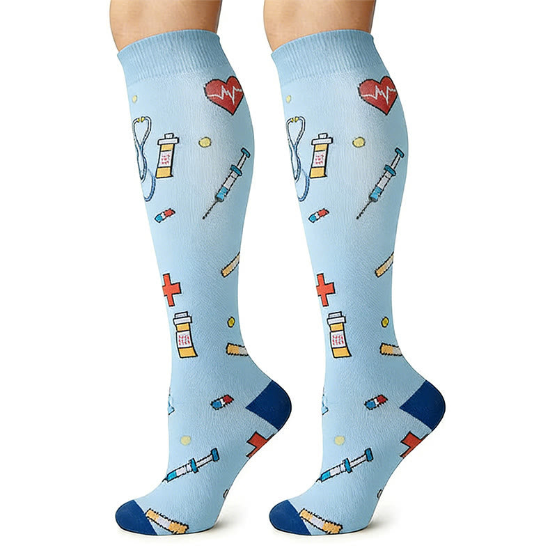 Chaussettes de compression hautes à imprimé médical (6 paires) - image 4
