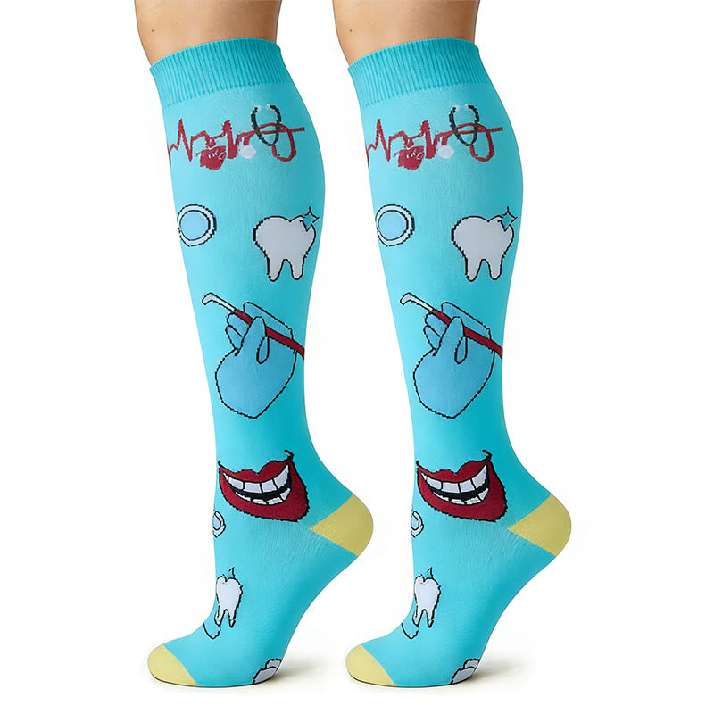 Chaussettes de compression hautes à imprimé médical (6 paires) - image 6