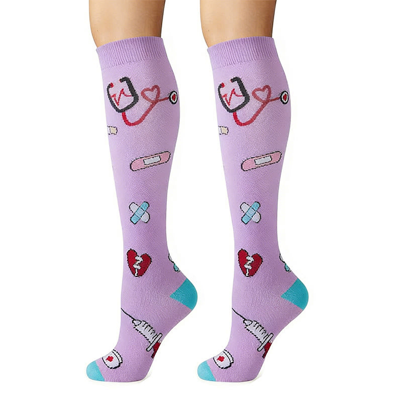 Chaussettes de compression hautes à imprimé médical (6 paires) - image 5