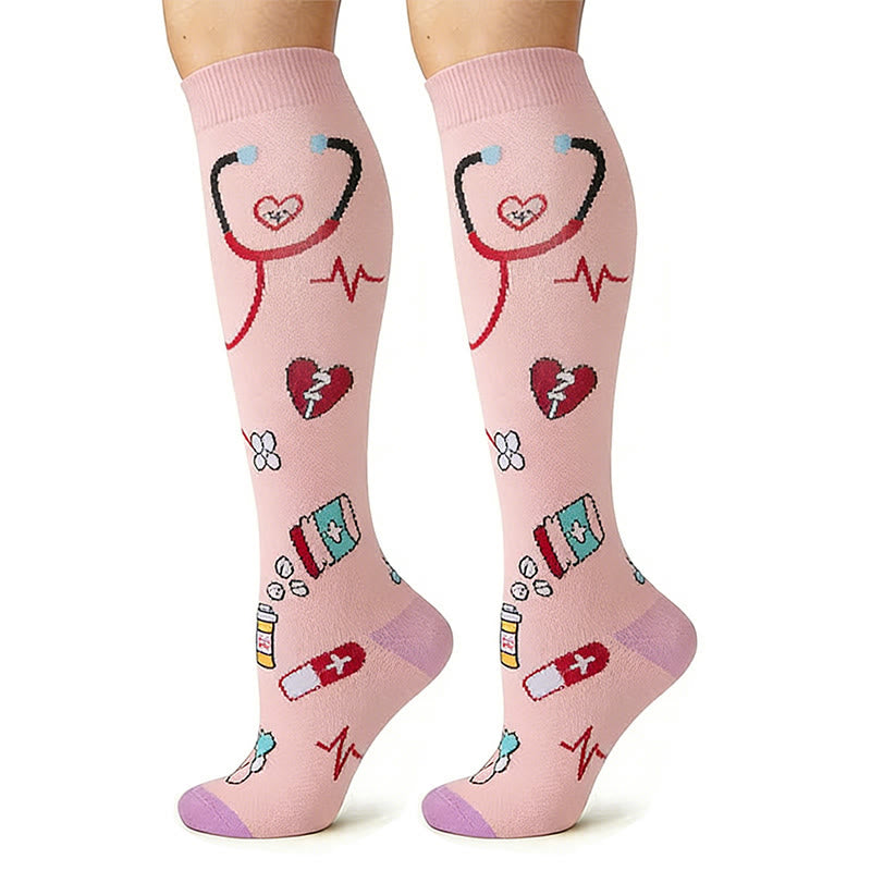 Chaussettes de compression hautes à imprimé médical (6 paires) - image 2