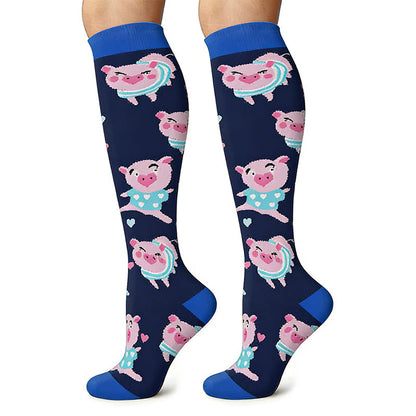 Chaussettes de compression pour course à pied en plein air à imprimé cochon mignon (6 paires) - image 5