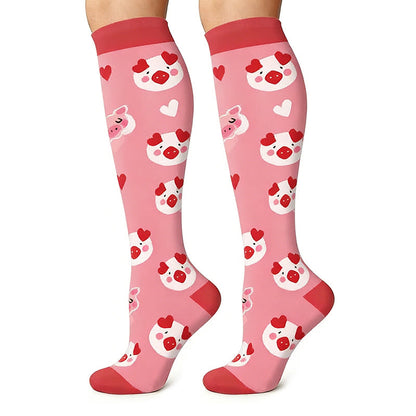 Chaussettes de compression pour course à pied en plein air à imprimé cochon mignon (6 paires) - image 2