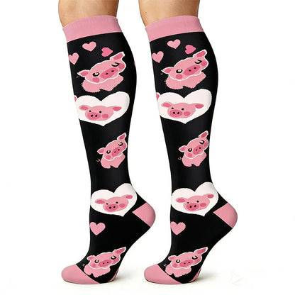 Chaussettes de compression pour course à pied en plein air à imprimé cochon mignon (6 paires) - image 3