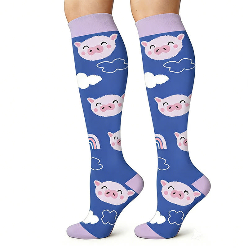 Chaussettes de compression pour course à pied en plein air à imprimé cochon mignon (6 paires) - image 4