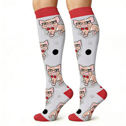 Chaussettes de compression pour course à pied en plein air à imprimé cochon mignon (6 paires) - image 6
