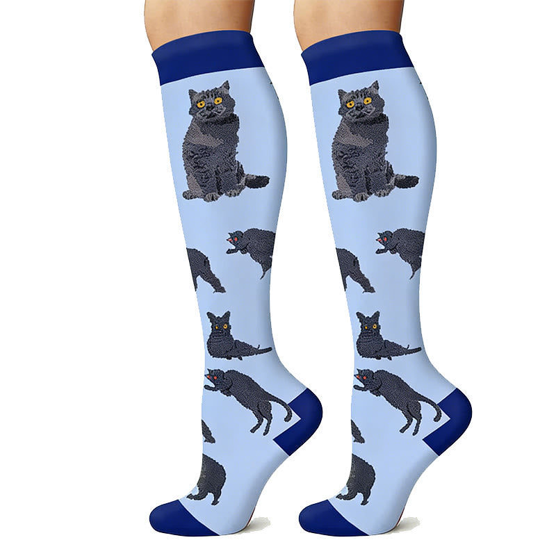 Chaussettes de compression pour course à pied à imprimé chat (6 paires) - image 3