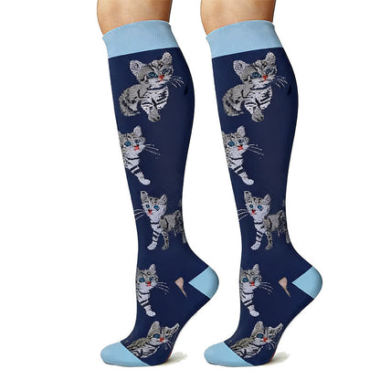 Chaussettes de compression pour course à pied à imprimé chat (6 paires) - image 5