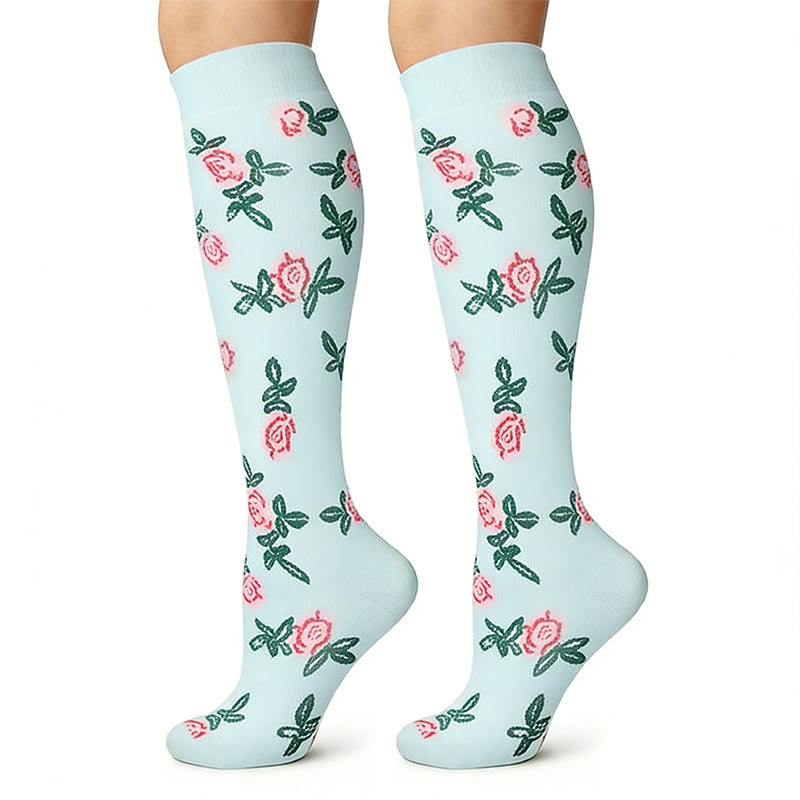 Chaussettes de compression à pois et fleurs (3 paires) - image 4