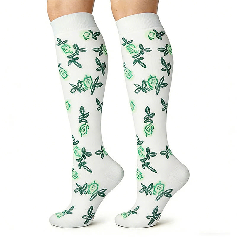 Chaussettes de compression à pois et fleurs (3 paires) - image 3