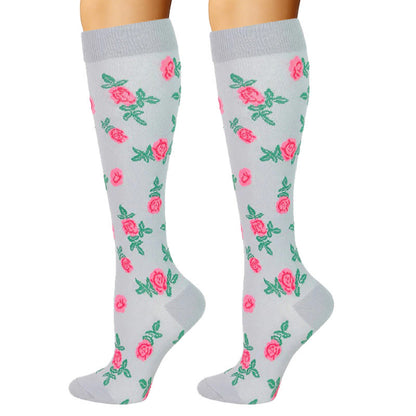 Chaussettes de compression à fleurs bleu-vert (6 paires) - image 2