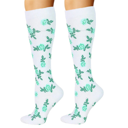 Chaussettes de compression à fleurs bleu-vert (6 paires) - image 5